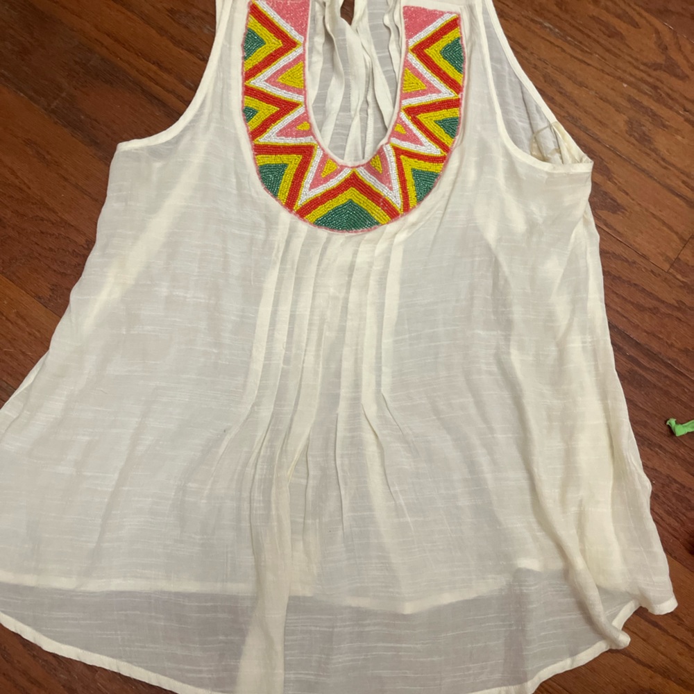 Wrangler Beaded Western Blouse Sleeveless Cream L